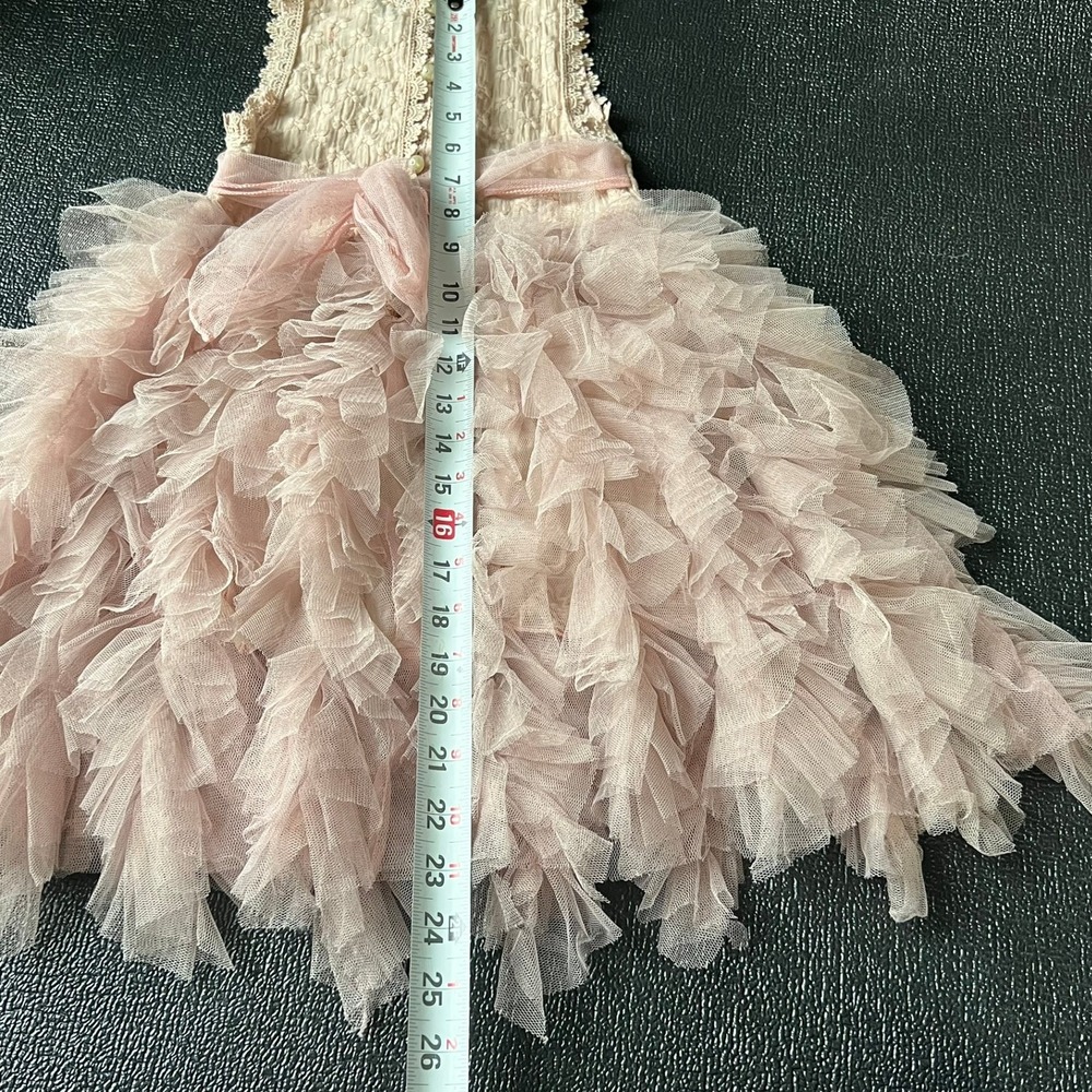 AiniBabe Girls Dusty Rose Tulle Ruffle Tutu Dress Floral Lace Pearl Button 110 - Picture 8 of 9